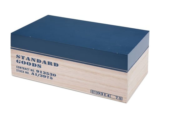 Pudełko drewniane z nadrukiem, granatowe, 9x23x15 cm 