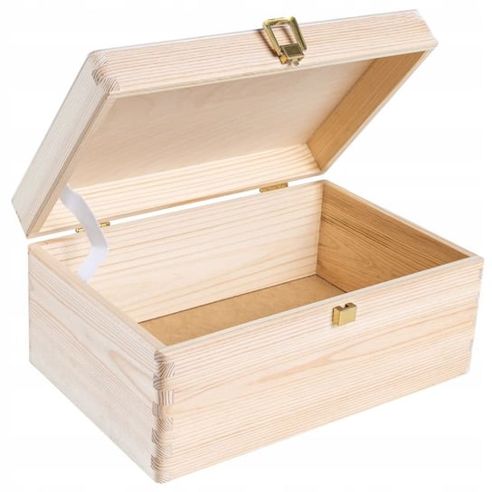 Pudełko Drewniane Z Zamkiem I Wiekiem 30X20X14 Cm Creative Deco