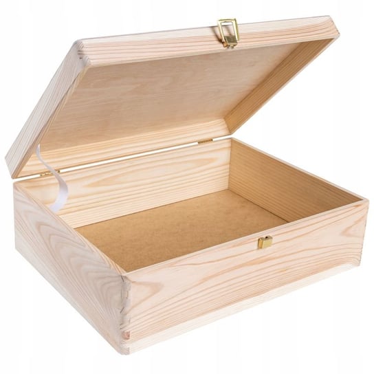 Pudełko Drewniane Z Zamkiem Z Wiekiem 40X30X14 Cm Creative Deco