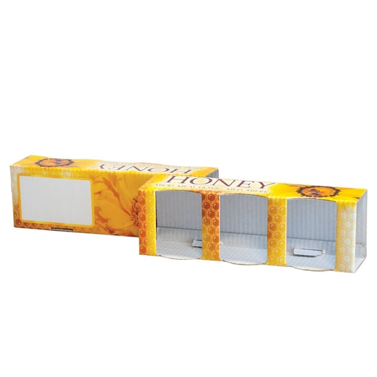 Pudełko HONEY na 3 słoiki 50g (35ml) wraz z mini etykietkami (10szt) - P3C BEE&HONEY