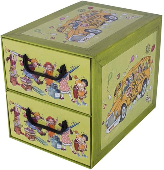 Pudełko kartonowe MISS SPACE, 2 szuflady, Dzieci, zielone, 35,5x25,5x29 cm Miss space