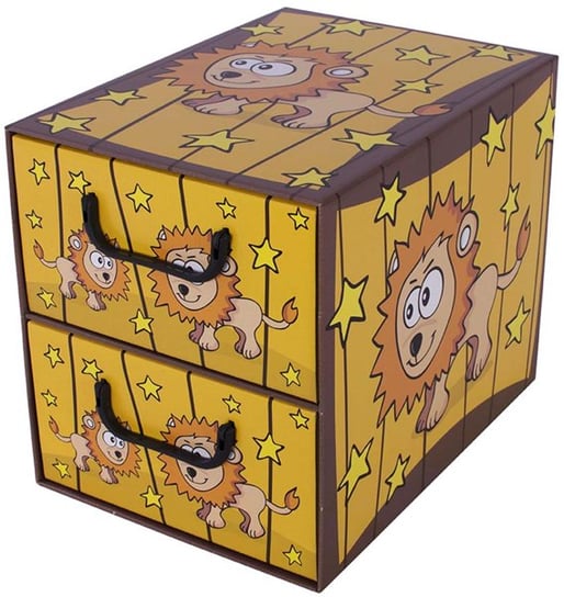 Pudełko kartonowe MISS SPACE, 2 szuflady, Lew, żółte, 35,5x25,5x29 cm Miss space