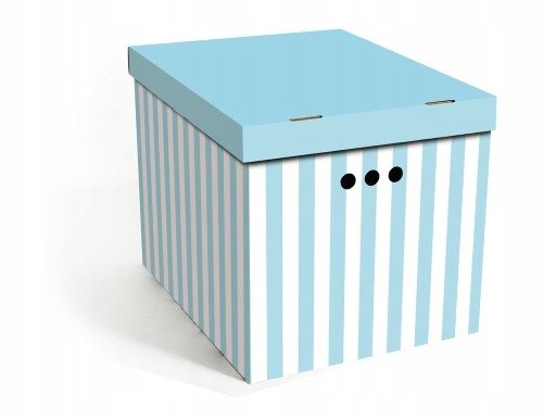 Pudełko kartonowe ozdobne dekoracyjne do szafy Paski niebieskie XL DekorHome