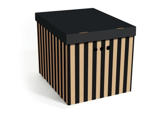 Pudełko kartonowe ozdobne dekoracyjne na ubrania Paski czarne XL DekorHome
