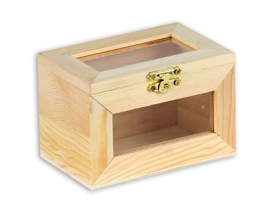 Pudełko kwadrat z szybką, drewniane Basic