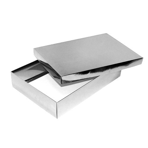 Pudełko laminowane z przykrywką, srebrne, 25x18x7 cm Empik