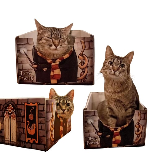 PUDEŁKO LEGOWISKO domek dla kota CAT BOX Harry Pawter Potter kojec 22x35x15cm KOTiOWO