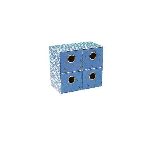 Pudełko na biurko z 4 szufladkami Blue B'LOG FLOWERS EV-CORP