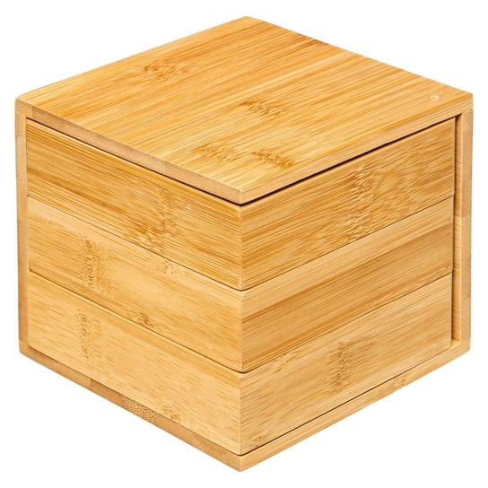 Pudełko na biżuterię, 3 poziomy, bambusowe, 13,5 x 12,5 x 13,5 cm Atmosphera
