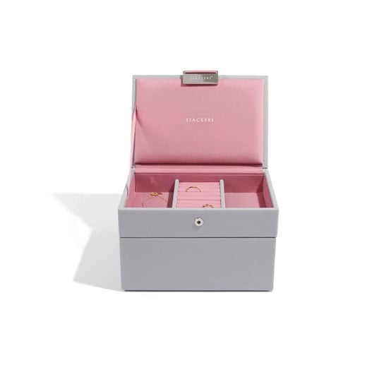 Pudełko na biżuterię podwójne (szaro-różowe) Mini Stackers Stackers