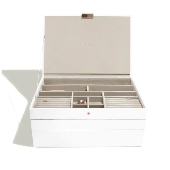 Pudełko na biżuterię z pokrywką potrójne (białe + złote) Supersize Stackers Stackers