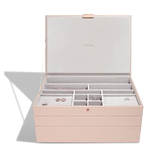Pudełko na biżuterię z pokrywką potrójne (różowe + różowe złoto) Supersize Stackers Stackers