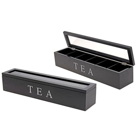 Pudełko na herbatę, czarne, 43x9x8,5 cm ASJ Commerce