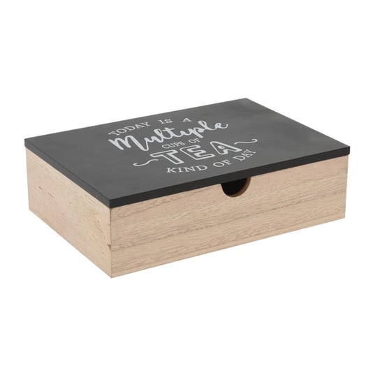 Pudełko Na Herbatę Drewniane Czarne 24Cm DekoracjaDomu