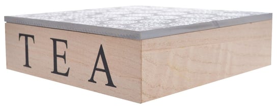 pudełko na herbatę duże w szare wzory 9 przegródek kwadratowe Ewax