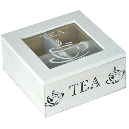 Pudełko na herbatę TADAR, białe, 15x15x7 cm Tadar