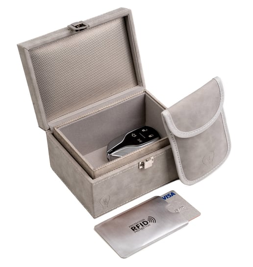 Pudełko na Kluczyk FARADAY BOX szare + Etui keyless Make Life Simple