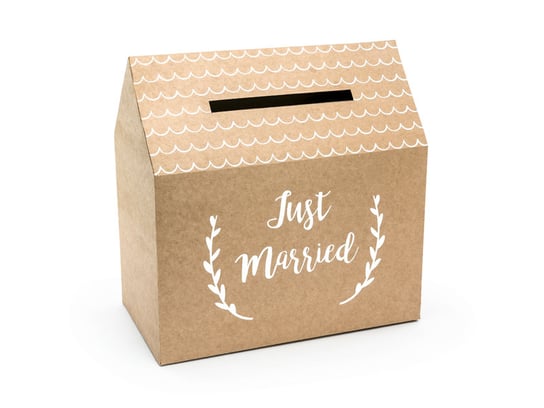 Pudełko na koperty, Just Married, kraft, 30x30,5x16,5 cm PartyDeco