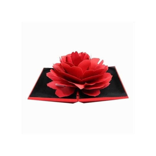 Pudełko na pierścionek z papierową różą 3D - czerwone Inna marka