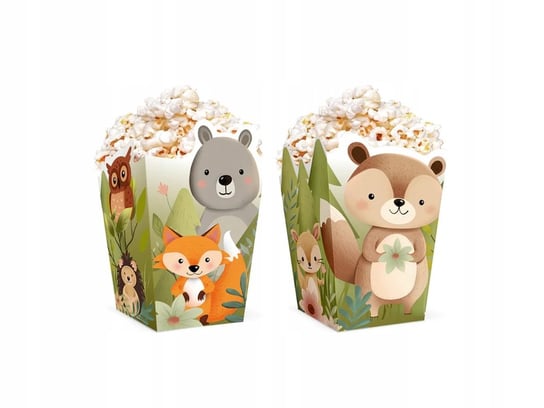 Pudełko na popcorn Leśni przyjaciele 8,5x15cm 6szt PartyPal