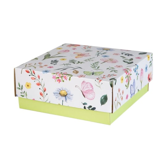Pudełko Na Prezent Z Kwiatami Zielone 20X20X8,5cm Siima