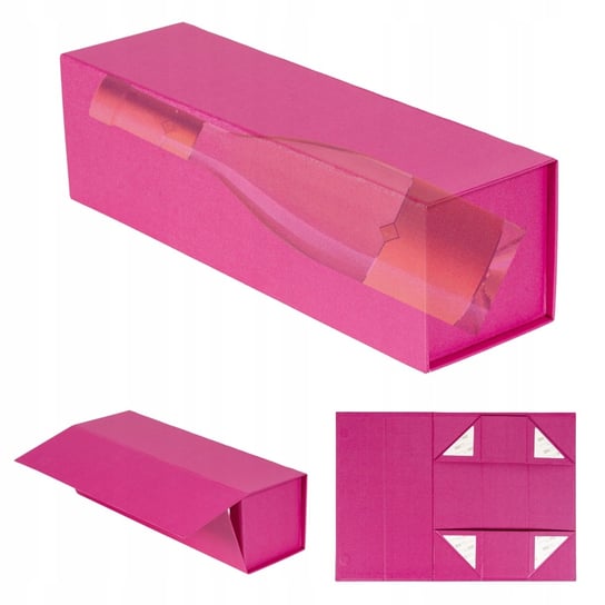 Pudełko na wino prezentowe magnetyczne składane 35 x 10x 10 cm EASYBOX PLUS Magenta Temi Trade