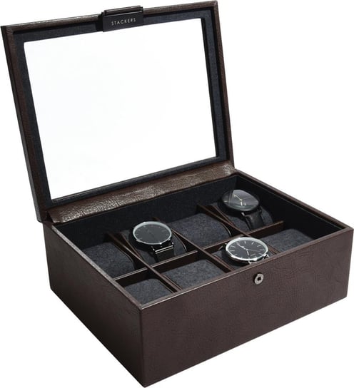 Pudełko na zegarki Stackers ośmiokomorowe brązowe Stackers