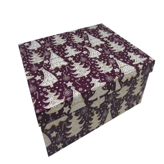 Pudełko ozdobne, choinki, fioletowe, 25x20x10 cm Empik