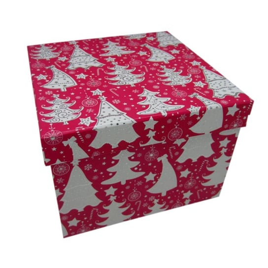 Pudełko ozdobne, choinki, różowe, 18x18x13 cm Empik