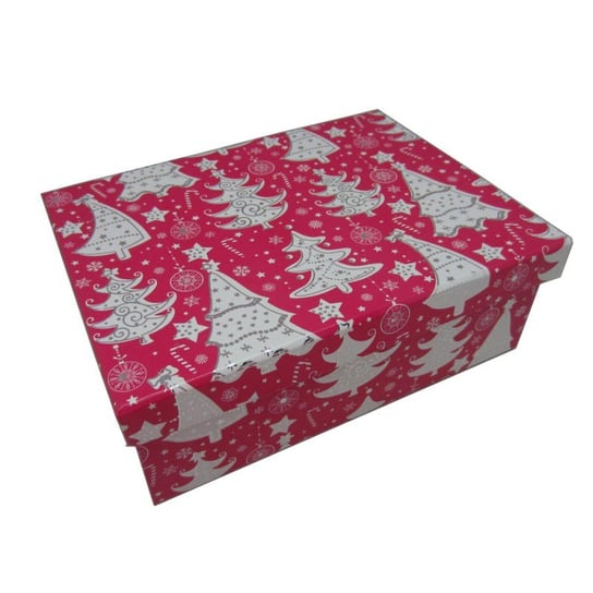 Pudełko ozdobne, choinki, różowe, 19x14x7 cm Empik