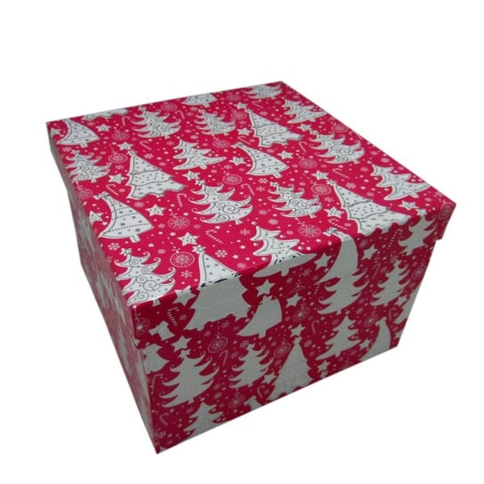 Pudełko ozdobne, choinki, różowe, 22x22x15 cm Empik