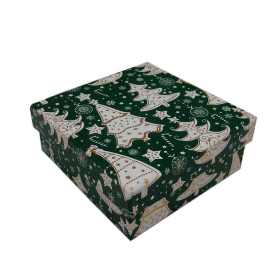 Pudełko ozdobne, choinki, zielone, 12x12x5 cm Empik