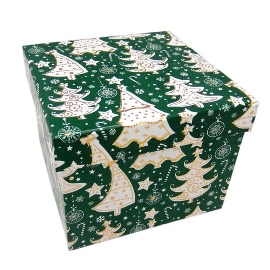 Pudełko ozdobne, choinki, zielone, 14x14x11 cm Empik