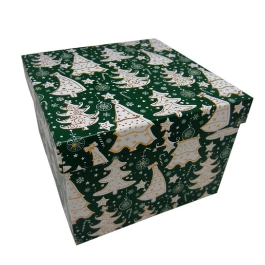 Pudełko ozdobne, choinki, zielone, 18x18x13 cm Empik