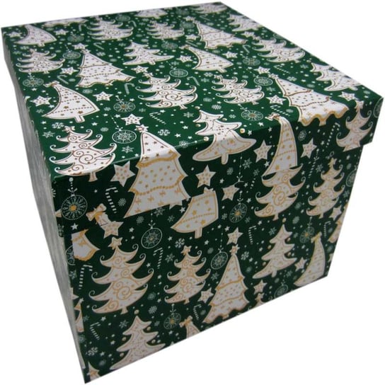 Pudełko ozdobne, choinki, zielone, 22x22x15 cm Empik