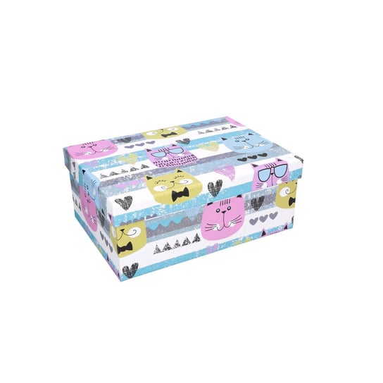 Pudełko ozdobne kolorowe w koty 23x16,5x9,5 cm ABC