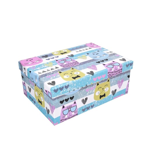 Pudełko ozdobne kolorowe w koty 25x18x10,5 cm ABC