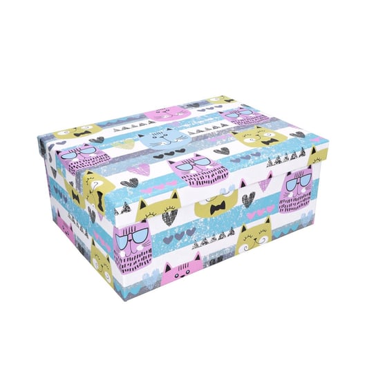 Pudełko ozdobne kolorowe w koty 27x20x11,5 cm ABC