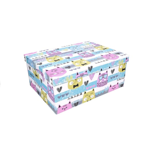 Pudełko ozdobne kolorowe w koty 31x23x13,5cm ABC