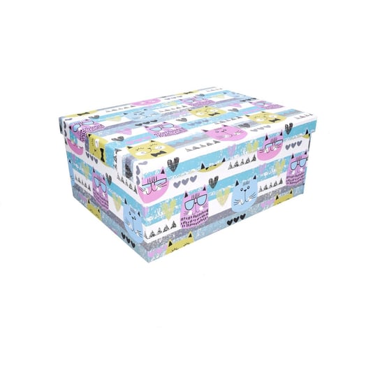 Pudełko ozdobne kolorowe w koty 33x25,5x14,5cm ABC