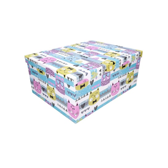 Pudełko ozdobne kolorowe w koty 37,5x29x16cm ABC