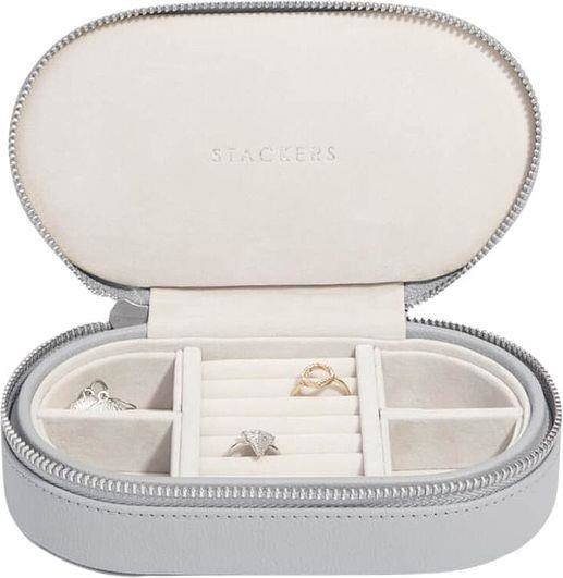 Pudełko podróżne na biżuterię Stackers Travel owalne kamienna szarość Stackers