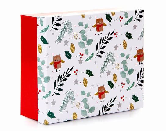 Pudełko prezentowe, Classic Christmas, białe, liście, 8x25x20 cm Empik