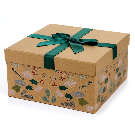 Pudełko prezentowe, Classic Christmas, kraft, bawełna, L, 12x22x22 cm Empik