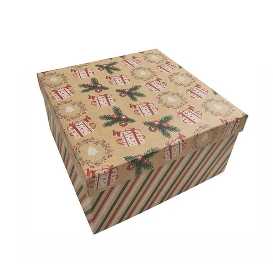 pudełko prezentowe, Classic Christmas, paski, L, 12x22x22 cm Empik