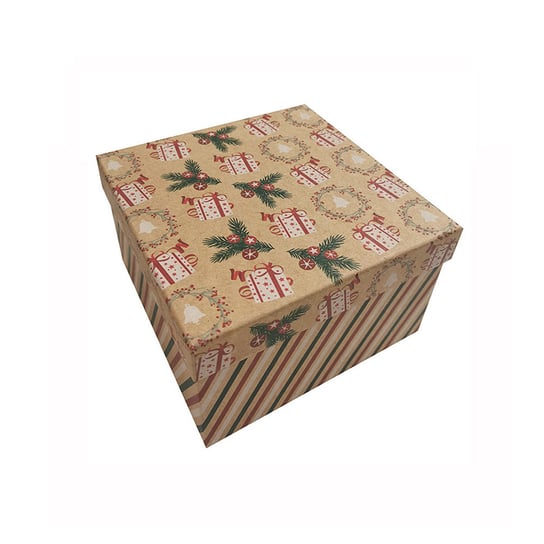 Pudełko prezentowe, Classic Christmas, paski, M, 10x17x17 cm Empik