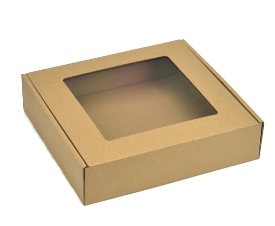 Pudełko Prezentowe Fasonowe Z Okienkiem 20X20X5 - Brązowe Inna marka