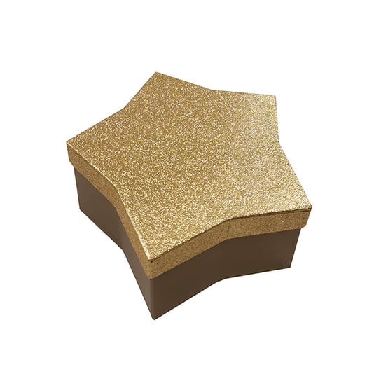 Pudełko prezentowe, gwiazda, złoty brokat, rozmiar M Empik