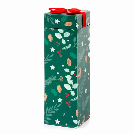 Pudełko prezentowe na wino, Classic Christmas, zielone, 33x10x10 cm Empik