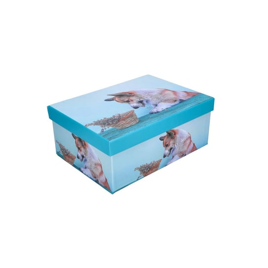 Pudełko prezentowe niebieskie z psem 23x16,5x9,5cm ABC
